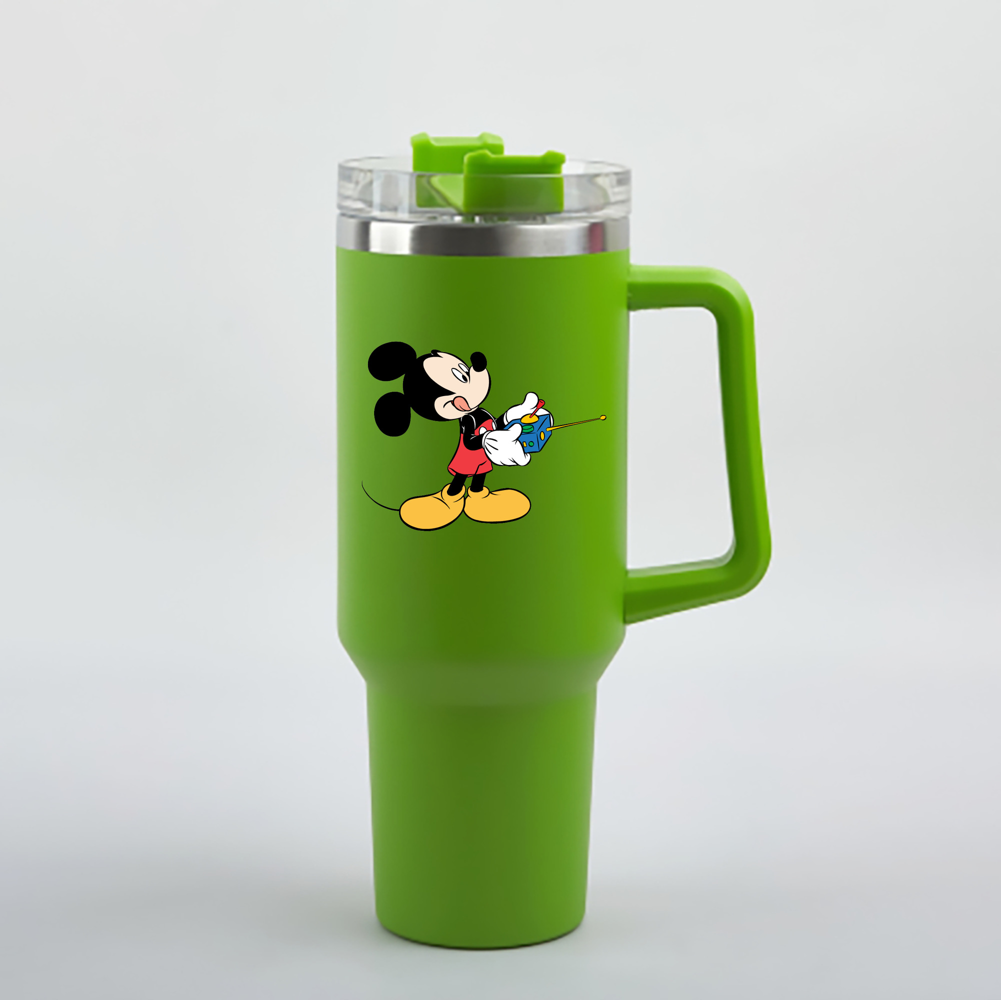 （画像用） ミッキーマウス Mickey Mouse 1200mL車用タンブラー - クリスタルステッカー（プラスチックストロー付き）